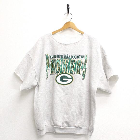 Vintage Green Bay Packers Short Sleeve Sweatshirt XL - Picture 1 of 8